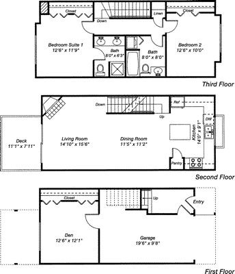 Floor plan for 2 beds, 2 baths, 1392 sqft